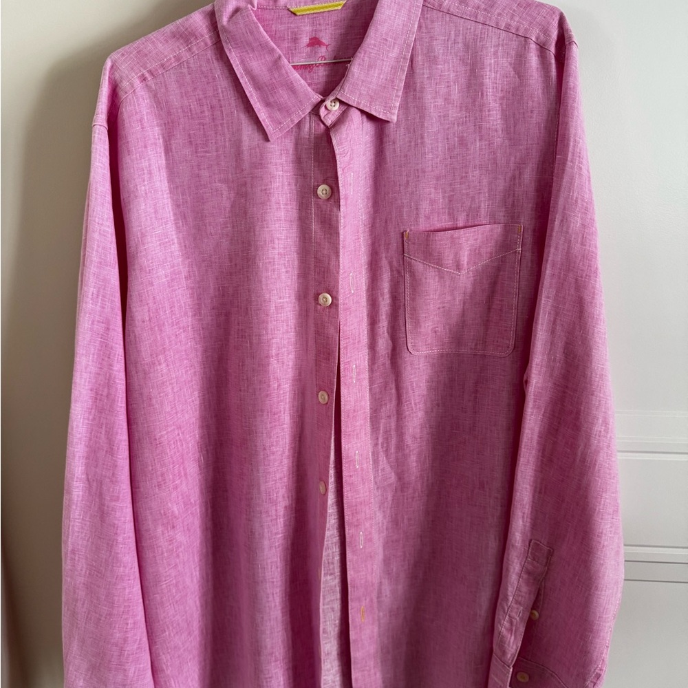 Tommy Bahama Pink Linen Button-Down Shirt